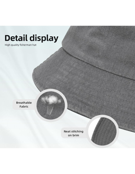 Sombrero de Cubo Unisex KCNSEZA Algodón Lavado Gris