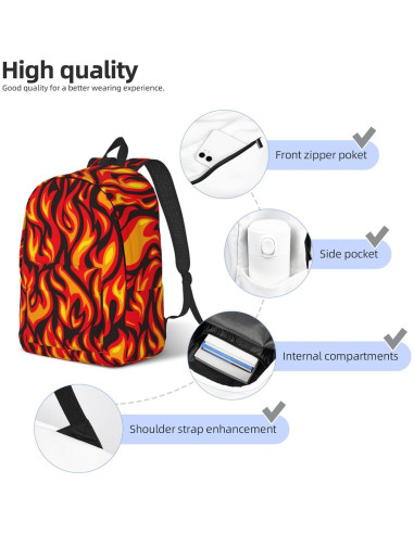 Mochila Lona Cool Fire 15" para Niños y Adultos - Ligera