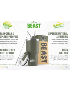 Taza Aislada 30 oz Greens Steel Acero Inoxidable Verde Militar 2