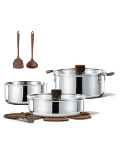 Juego de Utensilios de Cocina CAROTE 10 Piezas Acero Inoxidable