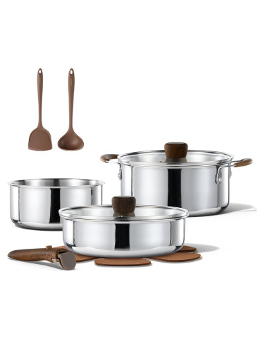 Juego de Utensilios de Cocina CAROTE 10 Piezas Acero Inoxidable