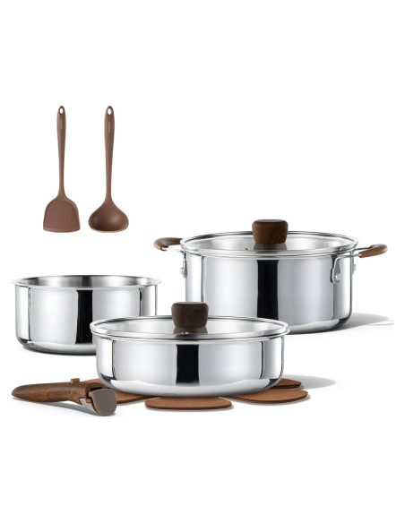 Juego de Utensilios de Cocina CAROTE 10 Piezas Acero Inoxidable