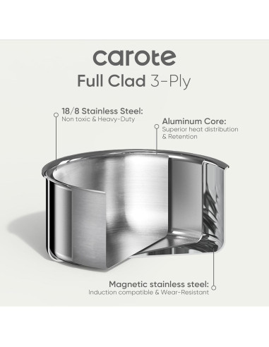 Juego de Utensilios de Cocina CAROTE 10 Piezas Acero Inoxidable