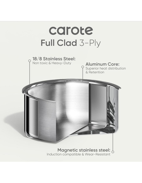 Juego de Utensilios de Cocina CAROTE 10 Piezas Acero Inoxidable