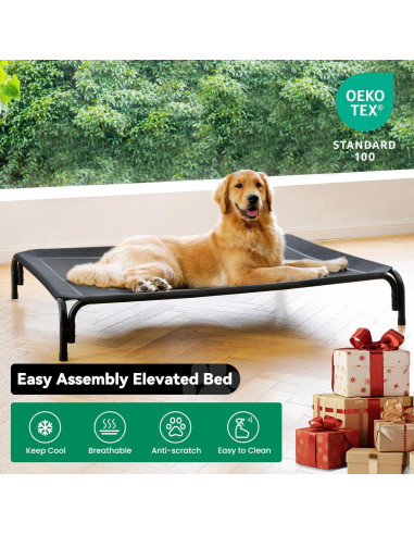 Cama Elevada para Perros DOPEDIO 110x81 cm Negra Antideslizante