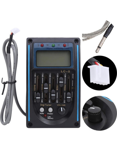 Ecualizador de Pastilla de Guitarra 5 Bandas con Pantalla LCD