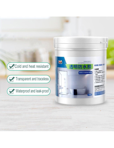 Adhesivo Transparente Impermeable Biaoyun 500g para Baño
