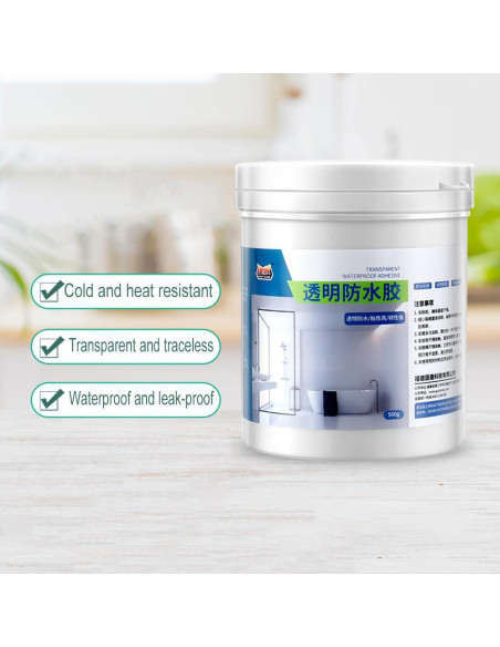 Adhesivo Transparente Impermeable Biaoyun 500g para Baño