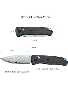 Cuchillo Plegable EDC HUAAO Damasco Carbono 8.1cm 60g 2
