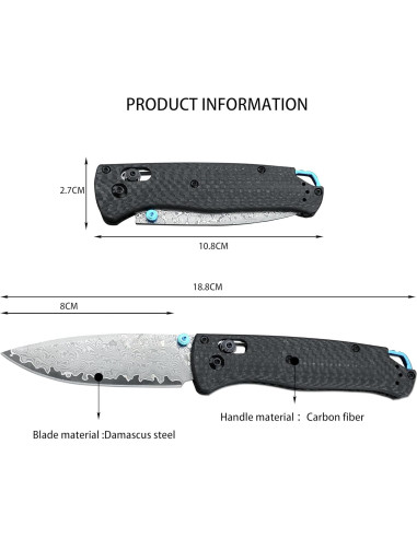 Cuchillo Plegable EDC HUAAO Damasco Carbono 8.1cm 60g