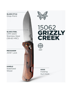 Cuchillo EDC Benchmade Grizzly Creek 15062 Mango Madera 2