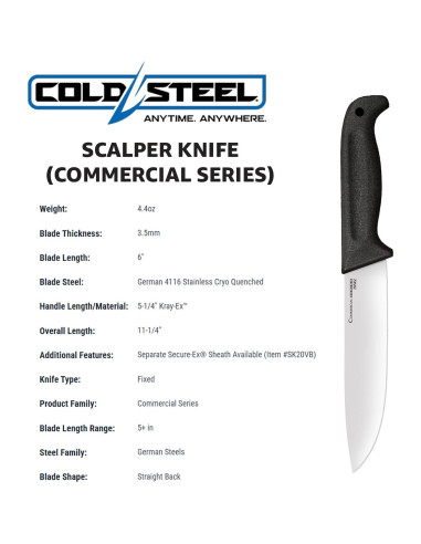 Cuchillo de Hoja Fija Cold Steel Scalper 15.24 cm Acero Inox