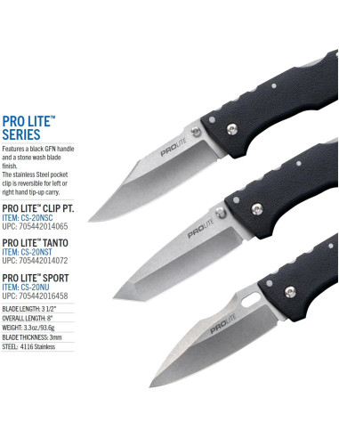 Cuchillo Plegable Cold Steel Pro Lite 8" Acero 4116 GFN