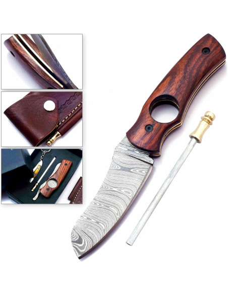 Cuchillo Cortador de Cigarros AR Knife Plegable Damasco 19.05 cm