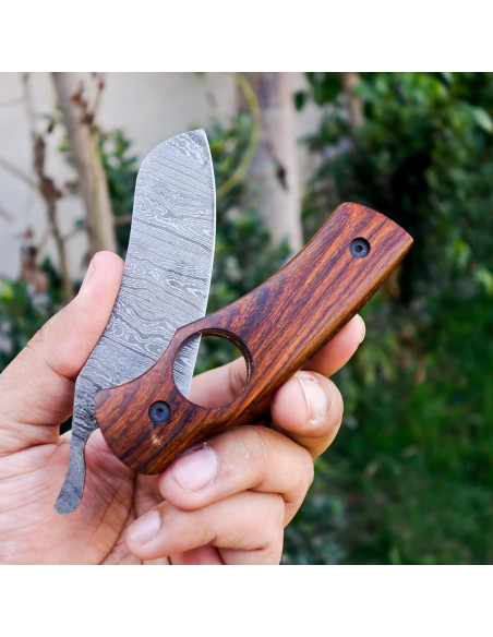 Cuchillo Cortador de Cigarros AR Knife Plegable Damasco 19.05 cm