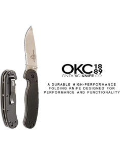 Cuchillo Plegable Ontario RAT-1 AUS-8 8.89 cm Mango Nylon Negro 2