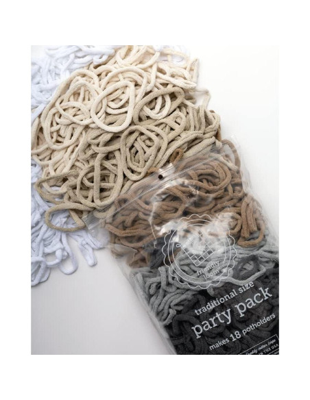 Kit de Tejido de Posavasos Friendly Loom - 18 Bucles de Algodón Neutros