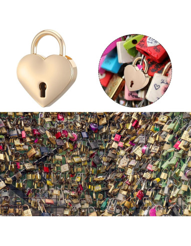 3 Pcs Cerraduras Mini Corazón Doradas con Llave CIATBYYJ