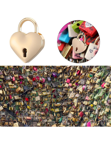 3 Pcs Cerraduras Mini Corazón Doradas con Llave CIATBYYJ