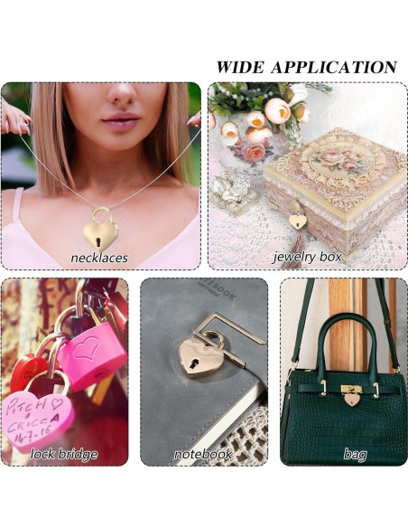 3 Pcs Cerraduras Mini Corazón Doradas con Llave CIATBYYJ