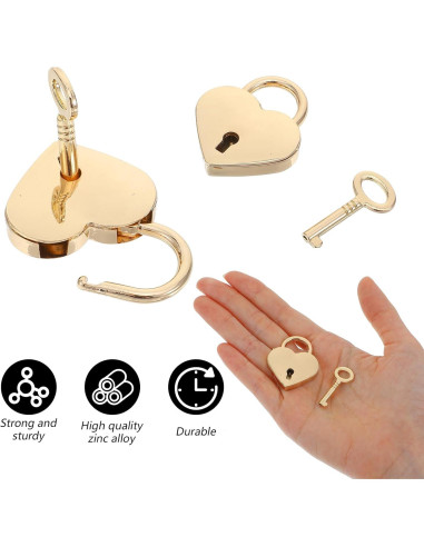 3 Pcs Cerraduras Mini Corazón Doradas con Llave CIATBYYJ