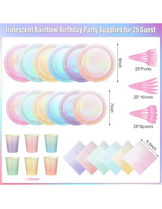 Conjunto de Platos y Servilletas Pascliyna Arcoíris 175 Piezas 2