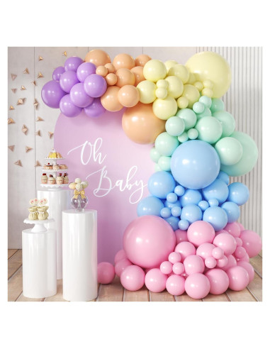Kit de Arco de Globos Arcoíris Pastel Mebay 155Pcs Decoración Fiesta