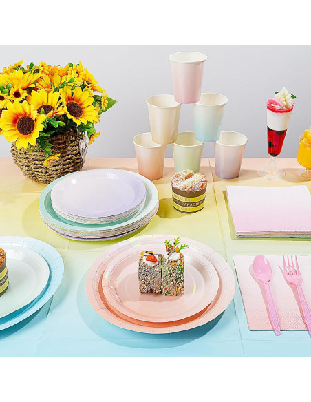 Conjunto de Platos y Servilletas Pascliyna Arcoíris 175 Piezas