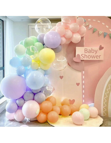 Kit de Arco de Globos Arcoíris Pastel Mebay 155Pcs Decoración Fiesta