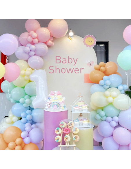 Kit de Arco de Globos Arcoíris Pastel Mebay 155Pcs Decoración Fiesta