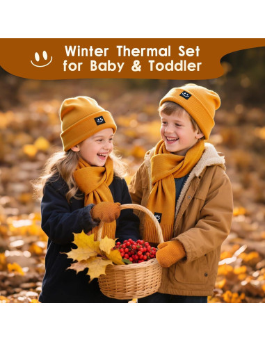 Conjunto de gorro, mitones y bufanda para bebés - Térmico