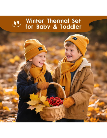 Conjunto de gorro, mitones y bufanda para bebés - Térmico