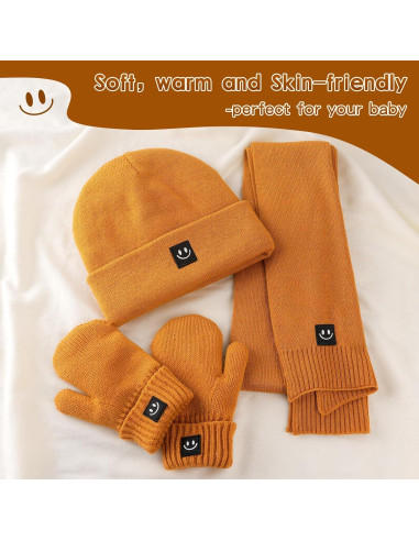 Conjunto de gorro, mitones y bufanda para bebés - Térmico