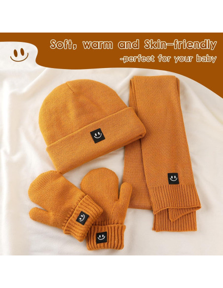 Conjunto de gorro, mitones y bufanda para bebés - Térmico
