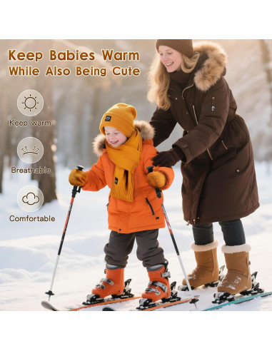 Conjunto de gorro, mitones y bufanda para bebés - Térmico