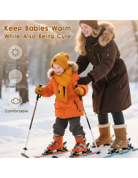 Conjunto de gorro, mitones y bufanda para bebés - Térmico