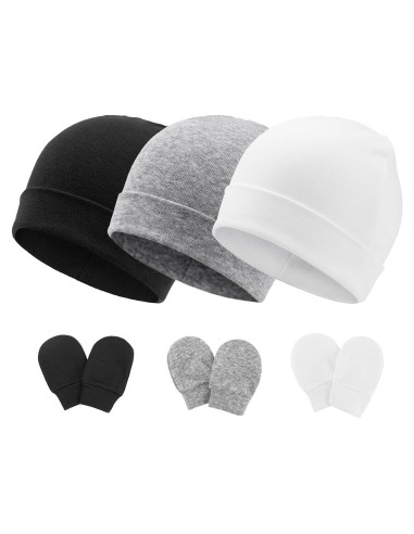 Conjunto de Gorro Beanie y Manoplas AQOKKA para Bebés 0-6 Meses