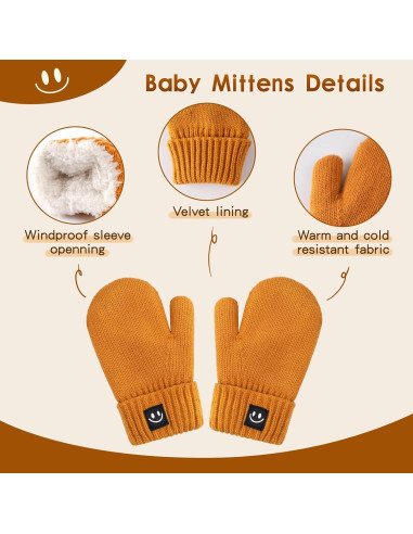 Conjunto de gorro, mitones y bufanda para bebés - Térmico