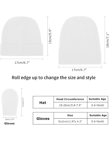 Conjunto de Gorro Beanie y Manoplas AQOKKA para Bebés 0-6 Meses