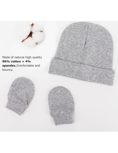 Conjunto de Gorro Beanie y Manoplas AQOKKA para Bebés 0-6 Meses