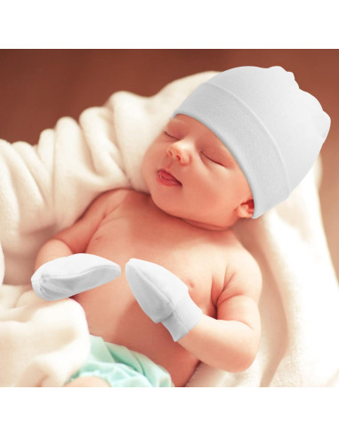 Conjunto de Gorro Beanie y Manoplas AQOKKA para Bebés 0-6 Meses
