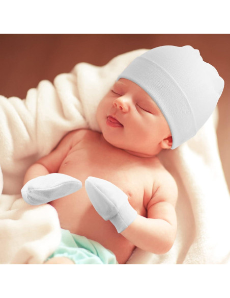 Conjunto de Gorro Beanie y Manoplas AQOKKA para Bebés 0-6 Meses