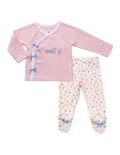 Conjunto Kimono Bebé Niña 6-9 Meses Rosa Algodón Suave