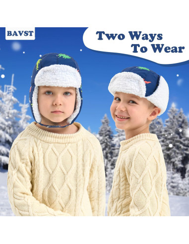 Sombrero Trapper BAVST para Niños 2-4T Dinosaurio Impermeable