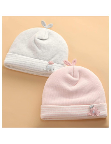 Gorro de bebé algodón suave 0-3 meses unisex con dibujos