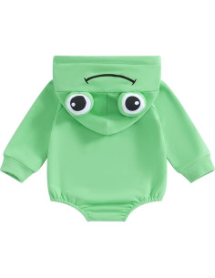 Mono de Bebé Rana Verde con Capucha Manga Larga 0-18 Meses 2