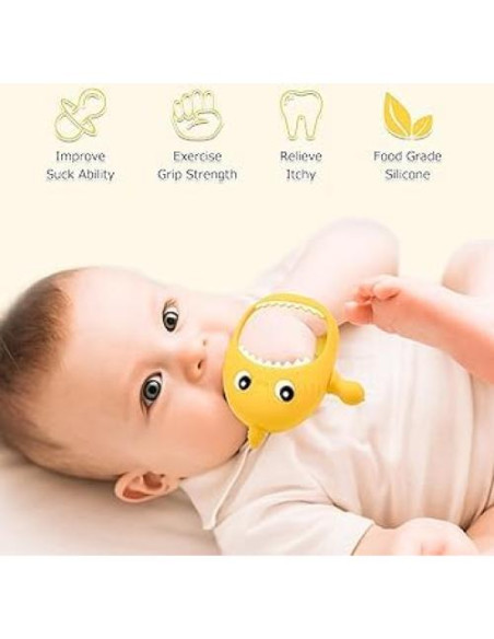 Mordedor de Silicona para Bebés Tiburón Bonito Amarillo