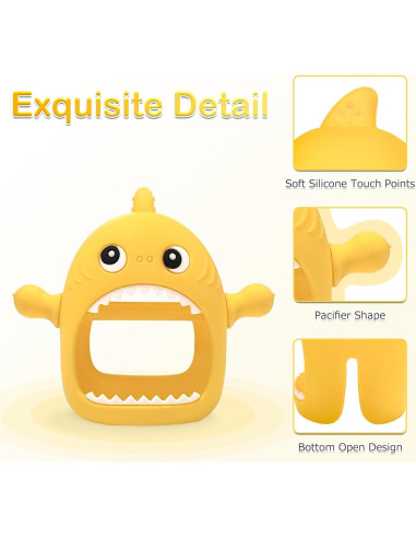 Mordedor de Silicona para Bebés Tiburón Bonito Amarillo