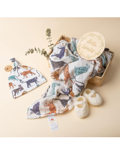 Manta de Muselina 100% Algodón Orgánico Miaoberry Tigre Crema 2