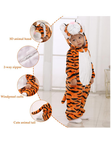 Disfraz de Tigre para Bebés TONWHAR 3-6 Meses Naranja
